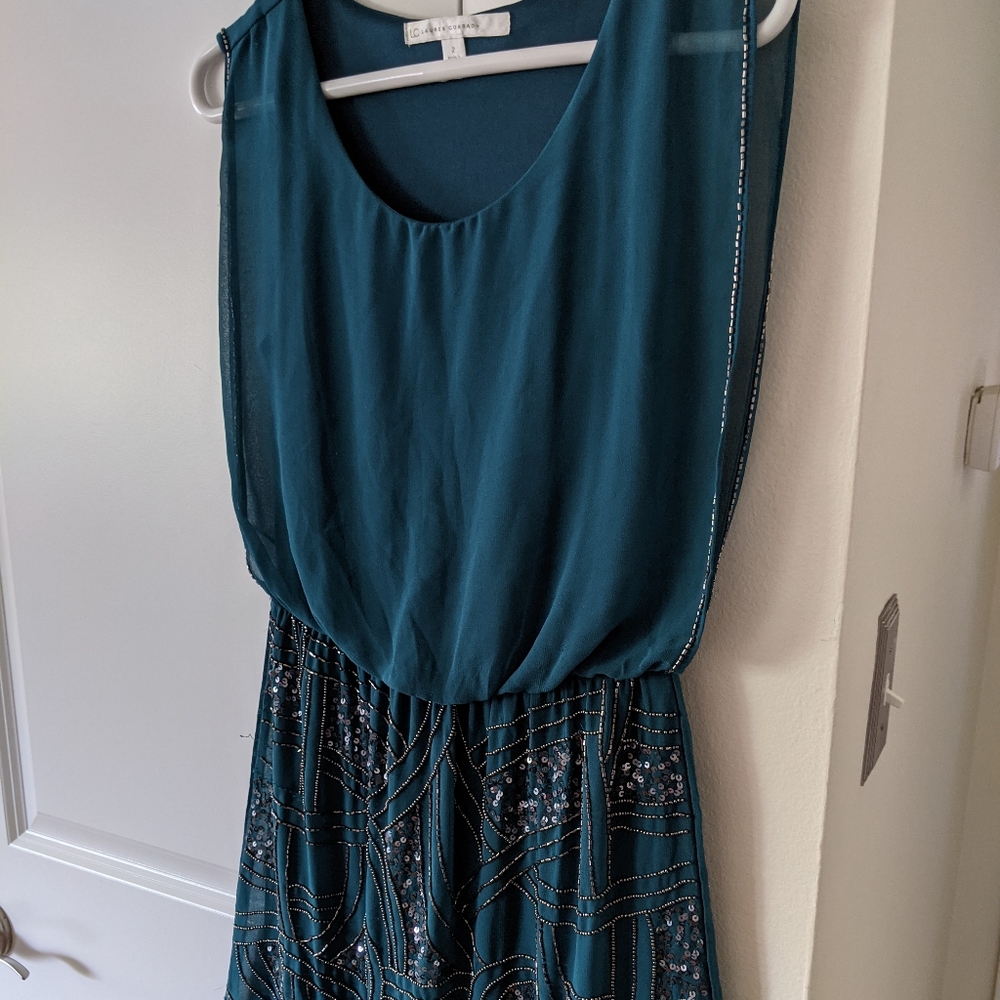 Teal embellished dress